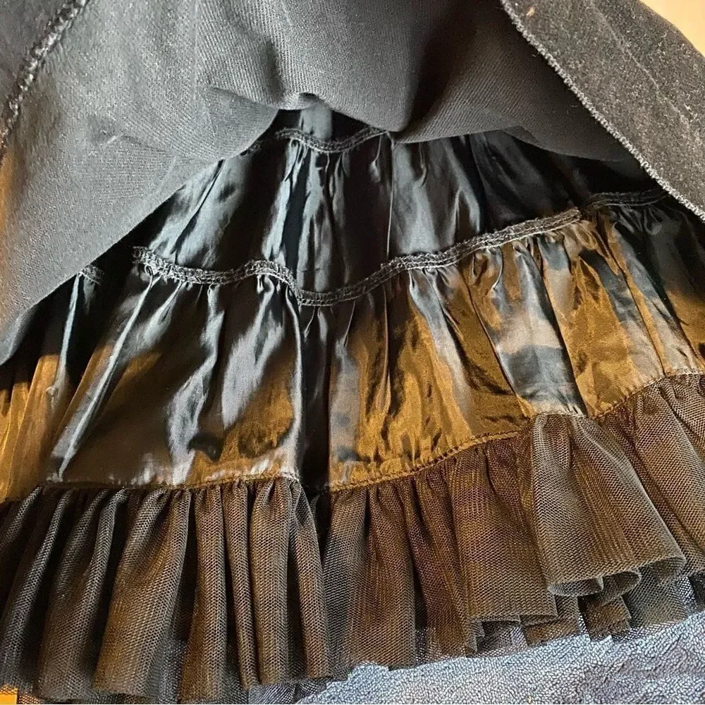 Cherokee girls thick black ruffle full circle skirt 100% cotton -5T